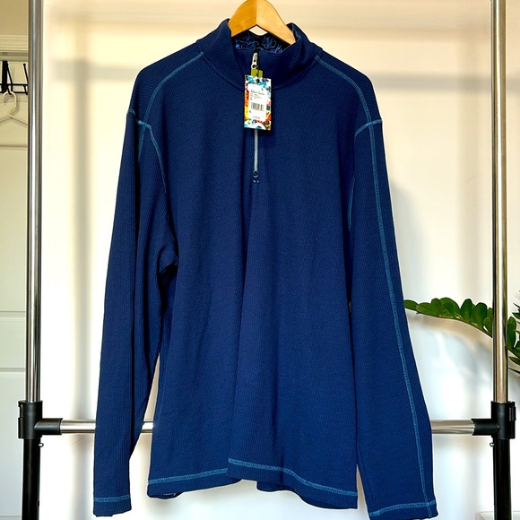 New Robert Graham Navy Marco Waffle Knit Top - Picture 1 of 6